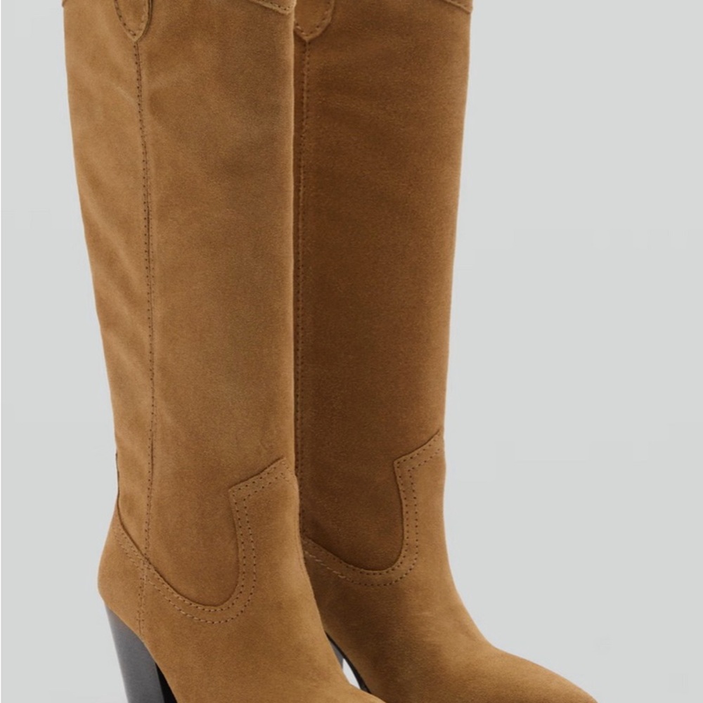 Mango Tan Heeled Boots for Women
